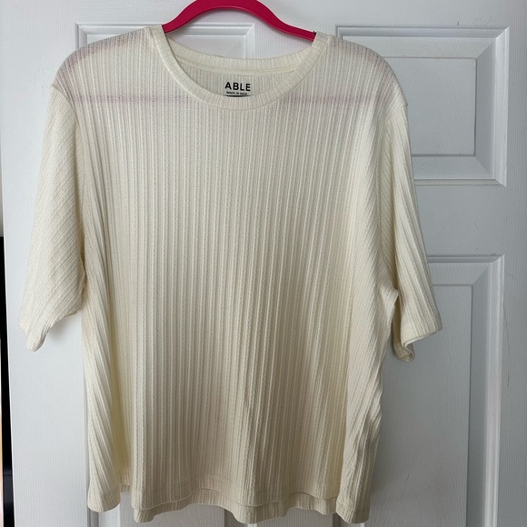ABLE Off-White Ribbed Top - Picture 1 of 4